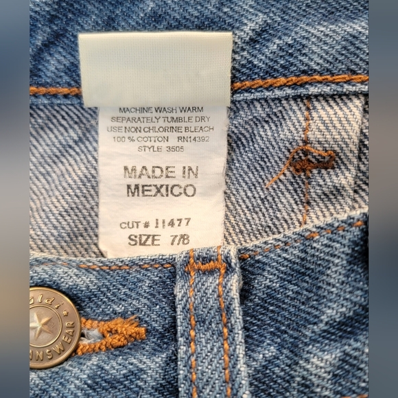 90s Vintg Denim Maxi Skirt Womens 7/8 Med Wash Blue 100% Cotton Fitted w/ Pleate - Picture 11 of 11